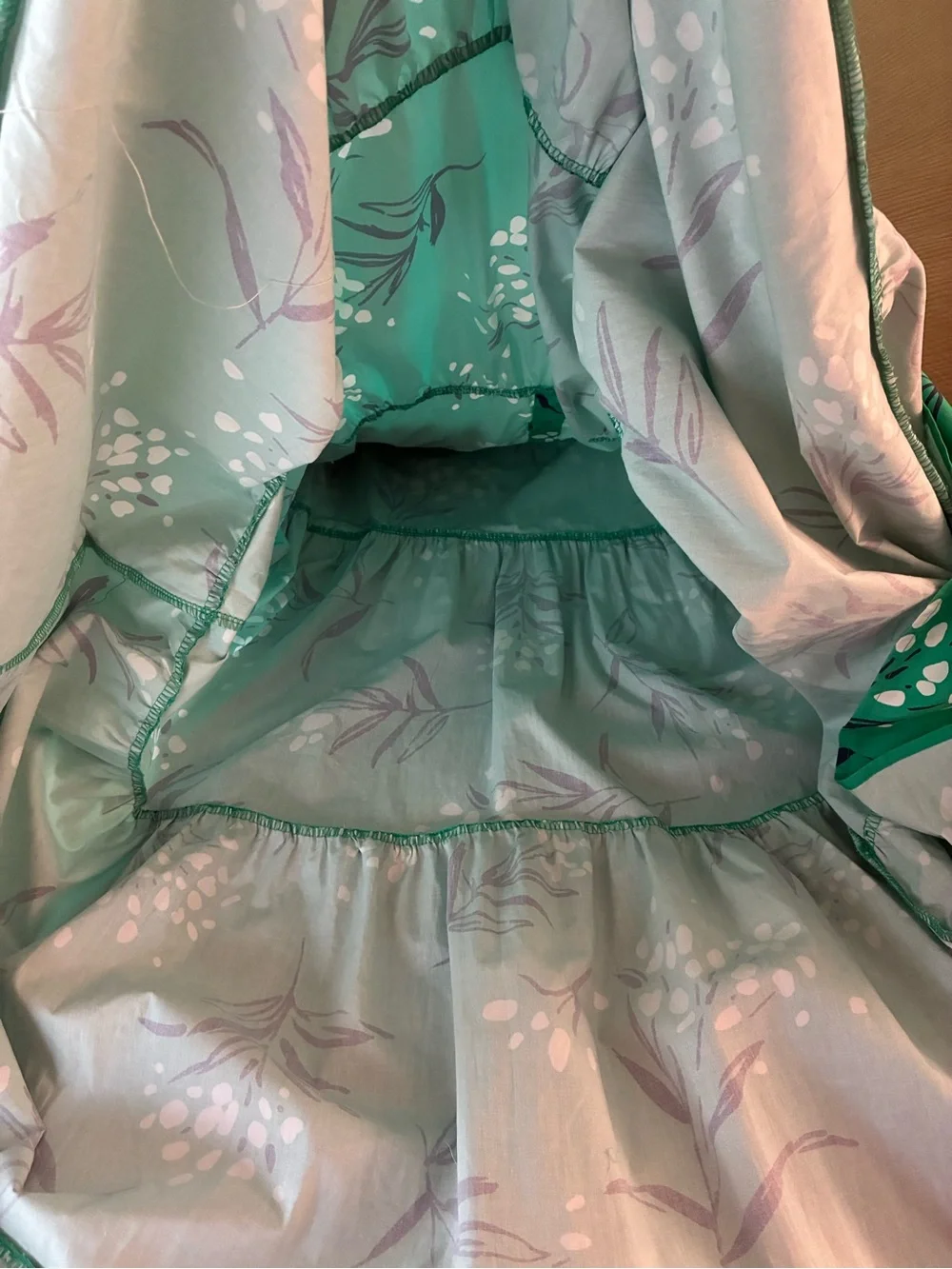 Fantastic Fawn Melinda Teal Floral Midi Dress 100% Cotton Belted Shirt Dress L - Picture 8 of 11